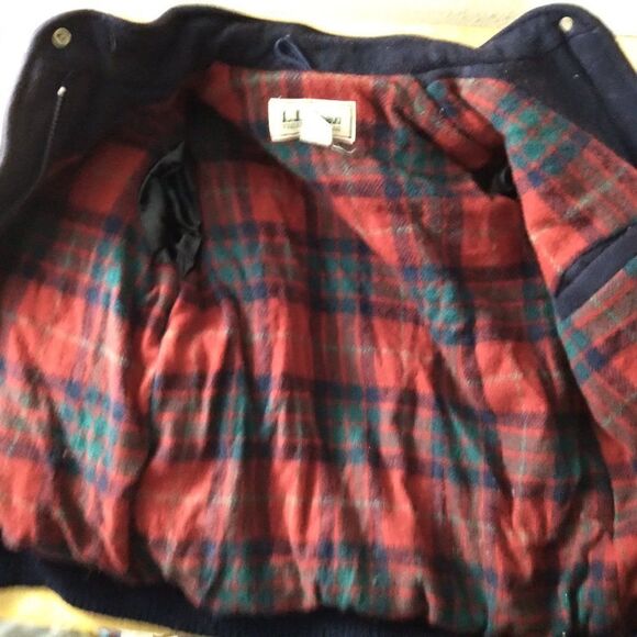 Vintage L.L. Bean Wool Lined Bomber Jacket Coat Navy Blue - Picture 4 of 9